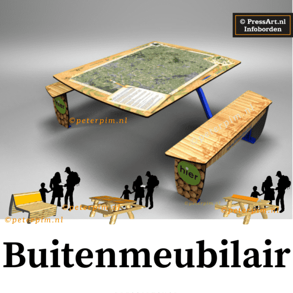 Grafisch buitenmeubilair informatiebord of informatiepaneel op je bank of tafel